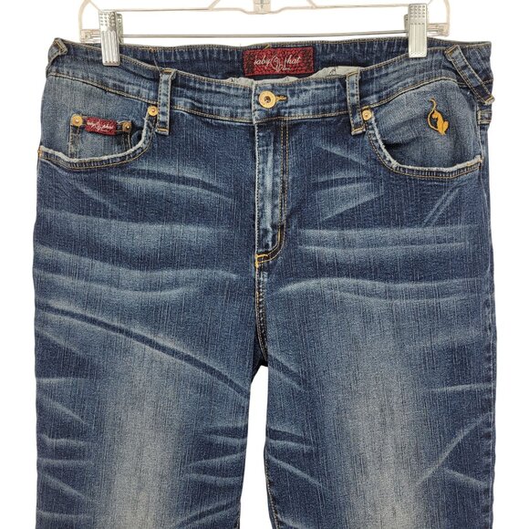 Baby Phat Womens Bootcut Jeans With Embroidered Back Pocket Size 13 - Picture 3 of 10